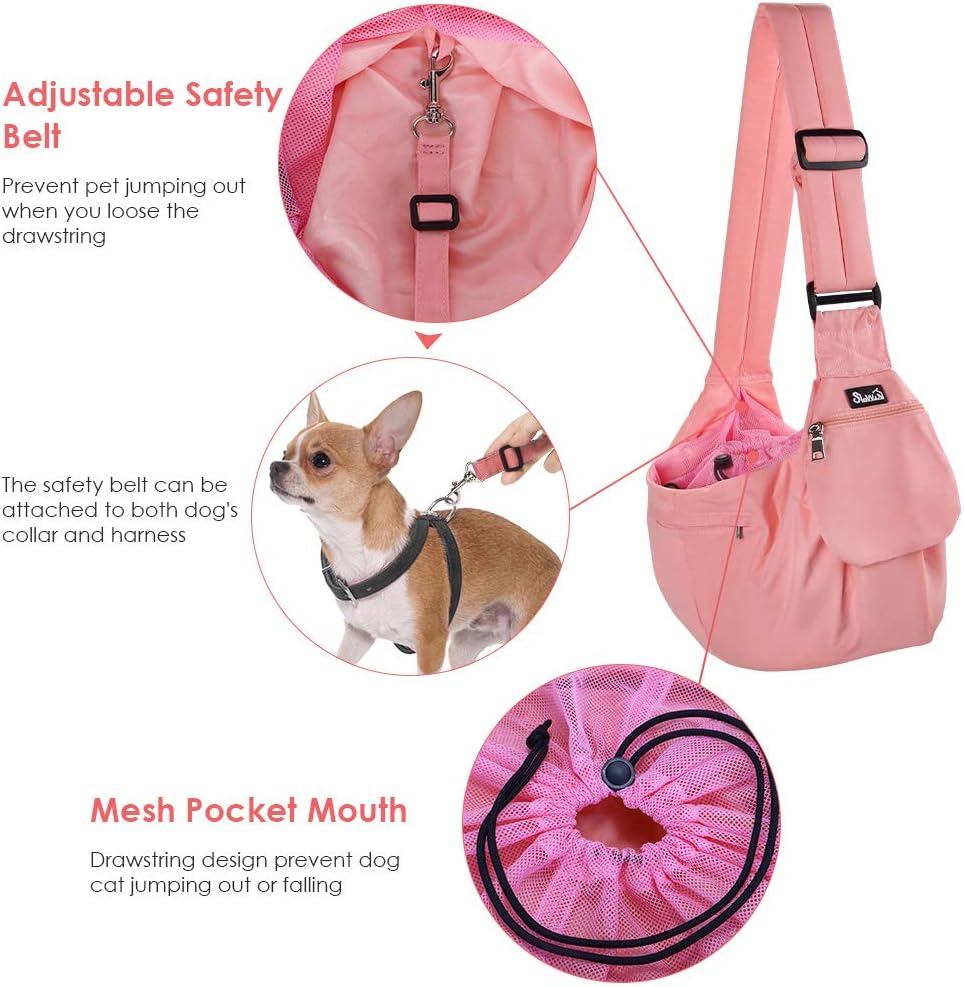 Lukovee Dog Sling Carrier, Hard Bottom Support & Adjustable Soft