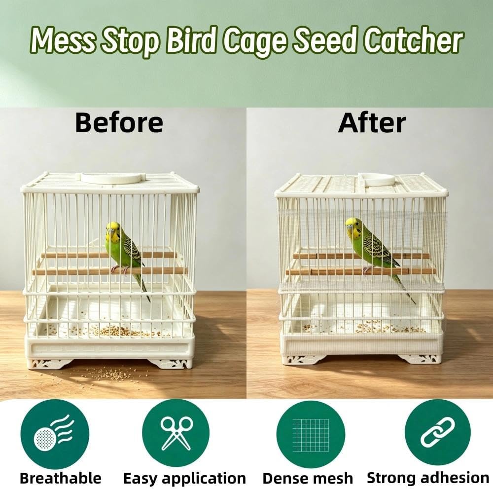 Bird Cage Seed Catcher, Breathable Cuttable Bird Cage Net Mesh