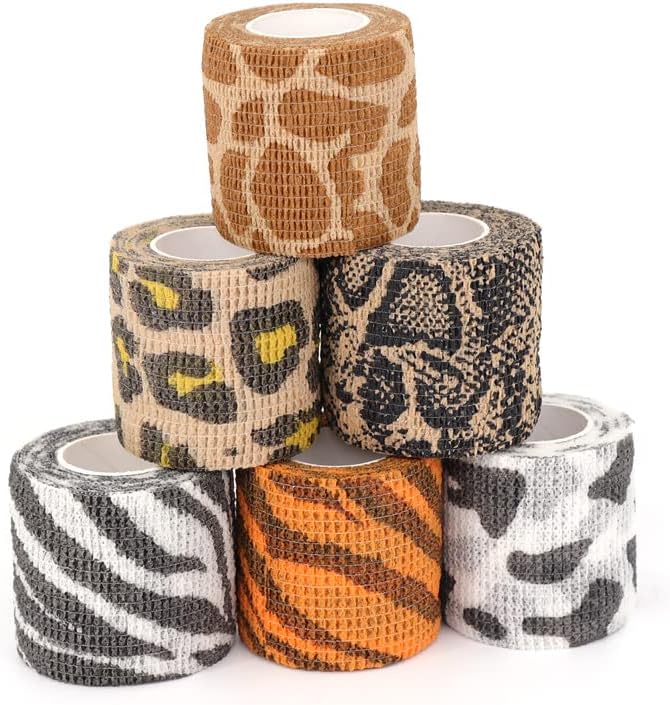 6 Rolls Self-Adhesive Bandage Wrap Grip Tape Wrap Cover Tattoo