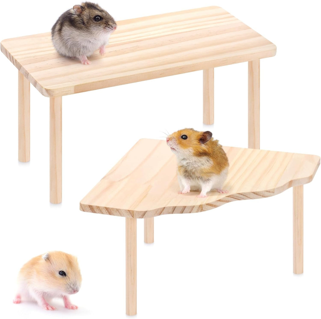 Hamster Play Wooden Platform，2-Piece ，Hamster Cage Accessories Toy Set