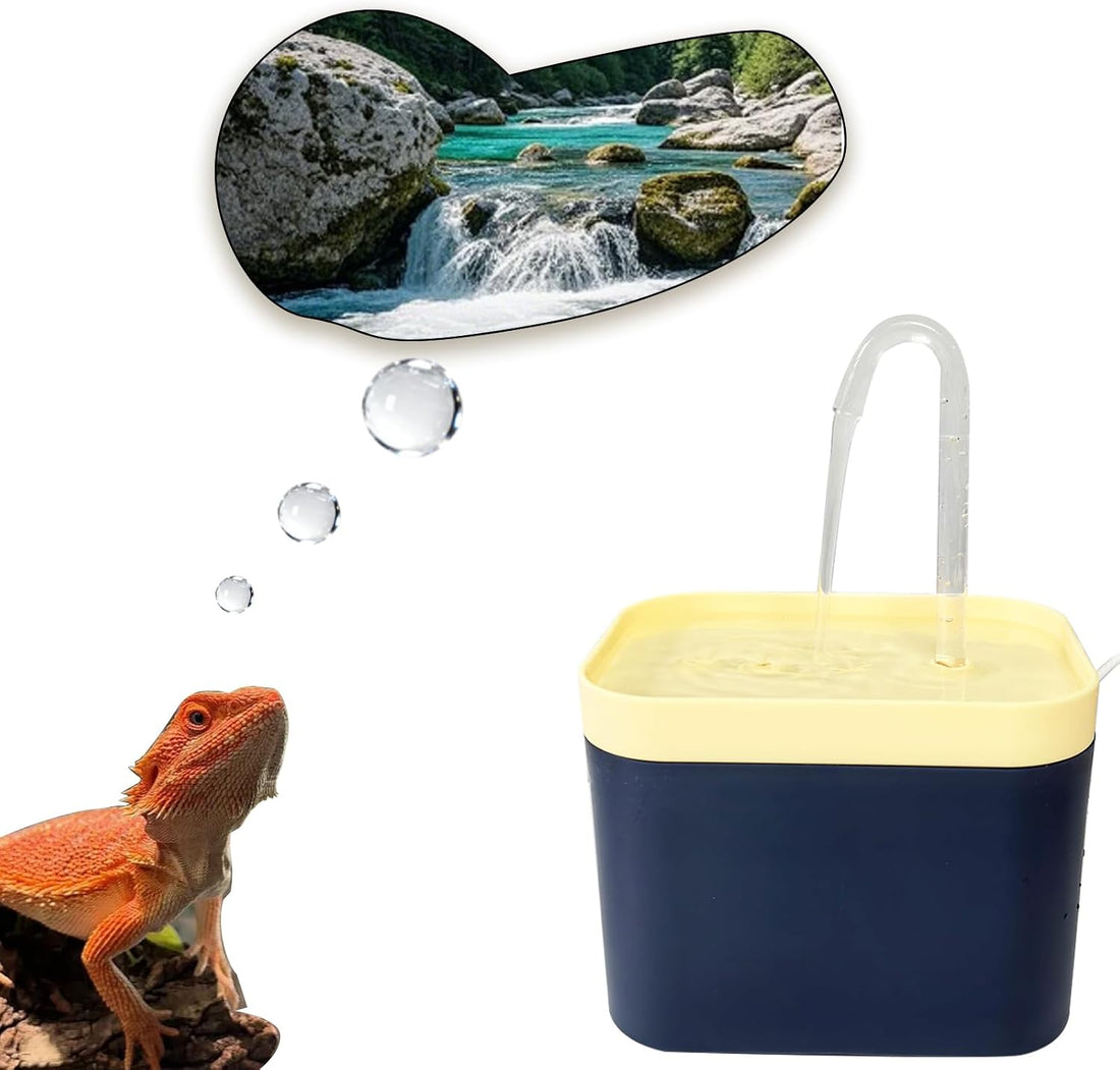 Tfwadmx Reptile Waterfall Water Bowl Fountain Lizard Drinking Dripper
