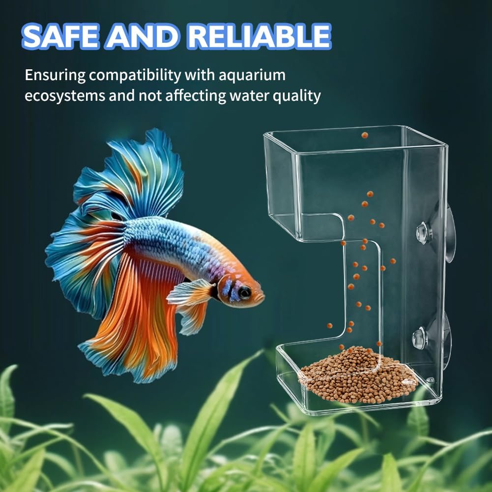 2pcs Fish Tank Feeding Tray w/Suction Cup - Aquarium Fish Feeding Tube