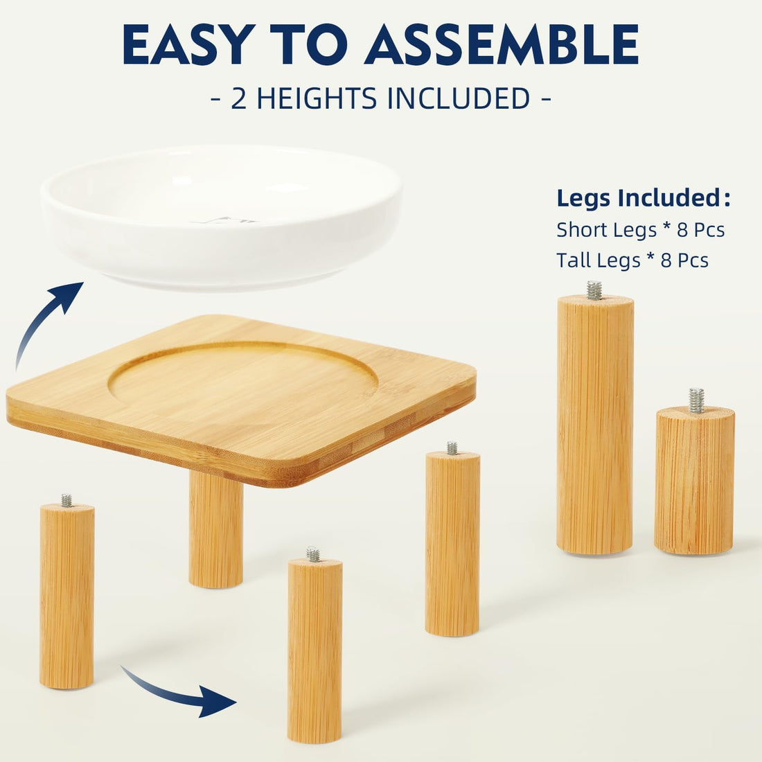 DoogCat Raised Cat Bowl, Elevated Cat Bowls with Bamboo Stand