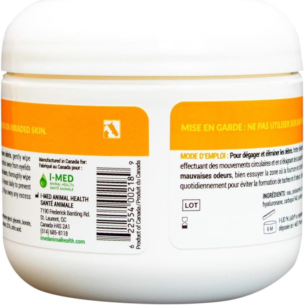 I-LID ’N LASH Vet Dog Eye Wipes - Tear Stain Preventer for Dogs