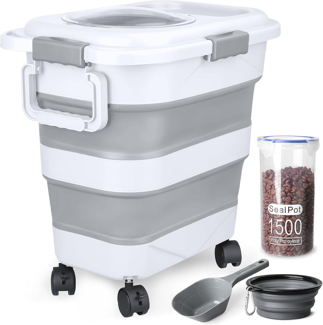 Dog Food Storage Container, 10-20 lbs Airtight Collapsible Cat Food