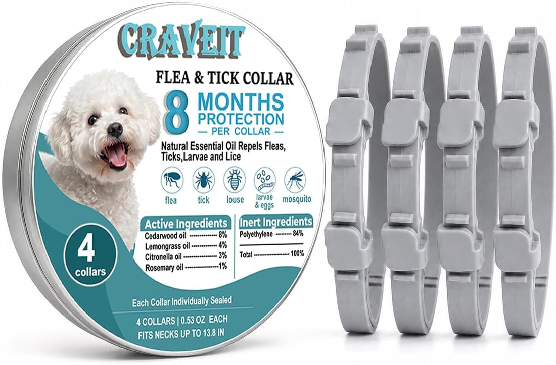 Craveit Flea and Tick Collar for Dogs, 4 Pack, Small Dogs Under 18 lbs