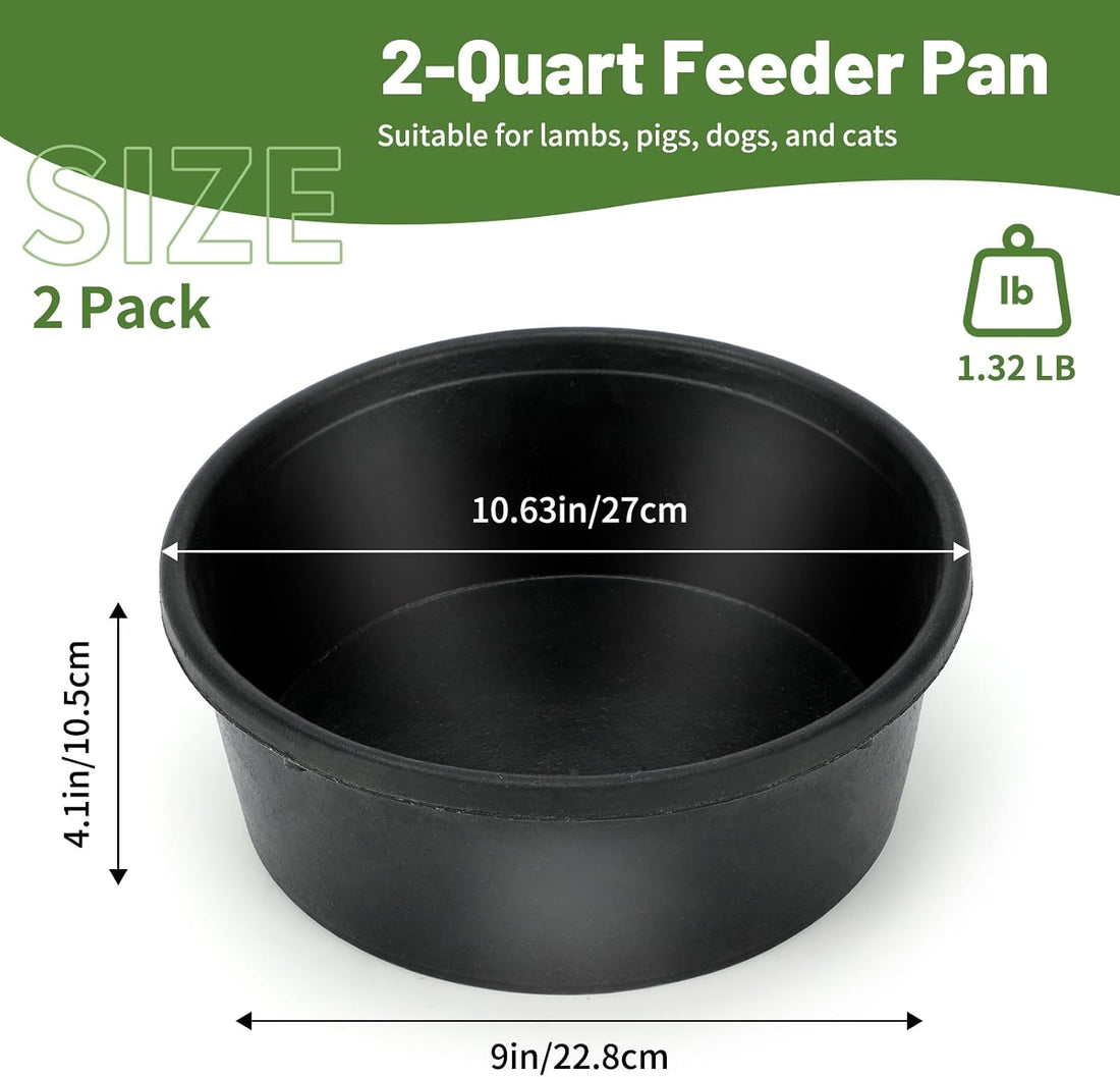 2Pcs Rubber Feed Pan, 1 Gallon Horse Feed Bucket