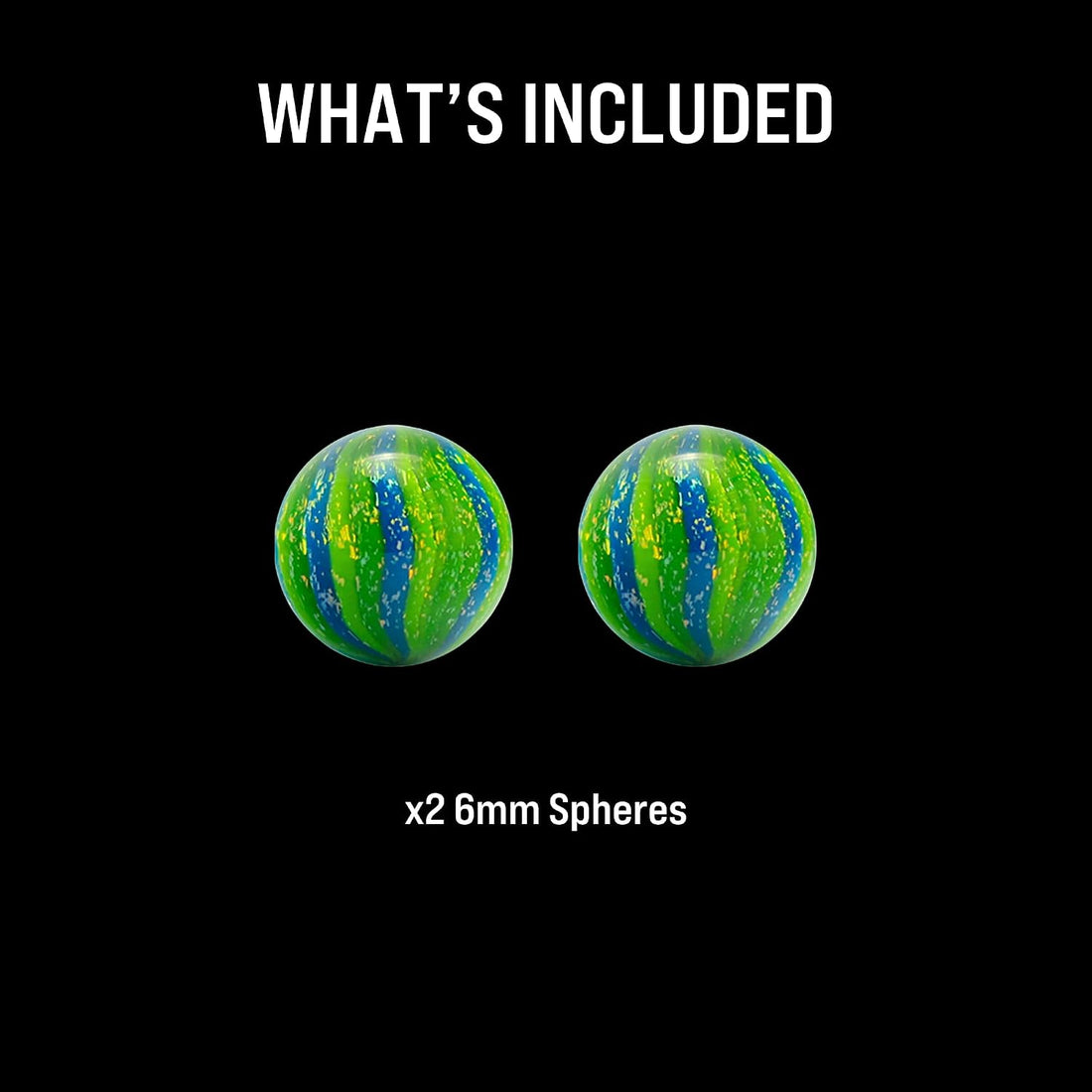 Dichro Green Glass Sphere Marbles | Two 6mm Marbles