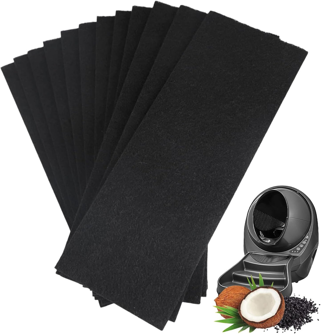 12-Pcs 10 x 3.6 x 0.25 in Activated Carbon Litter Box Filter