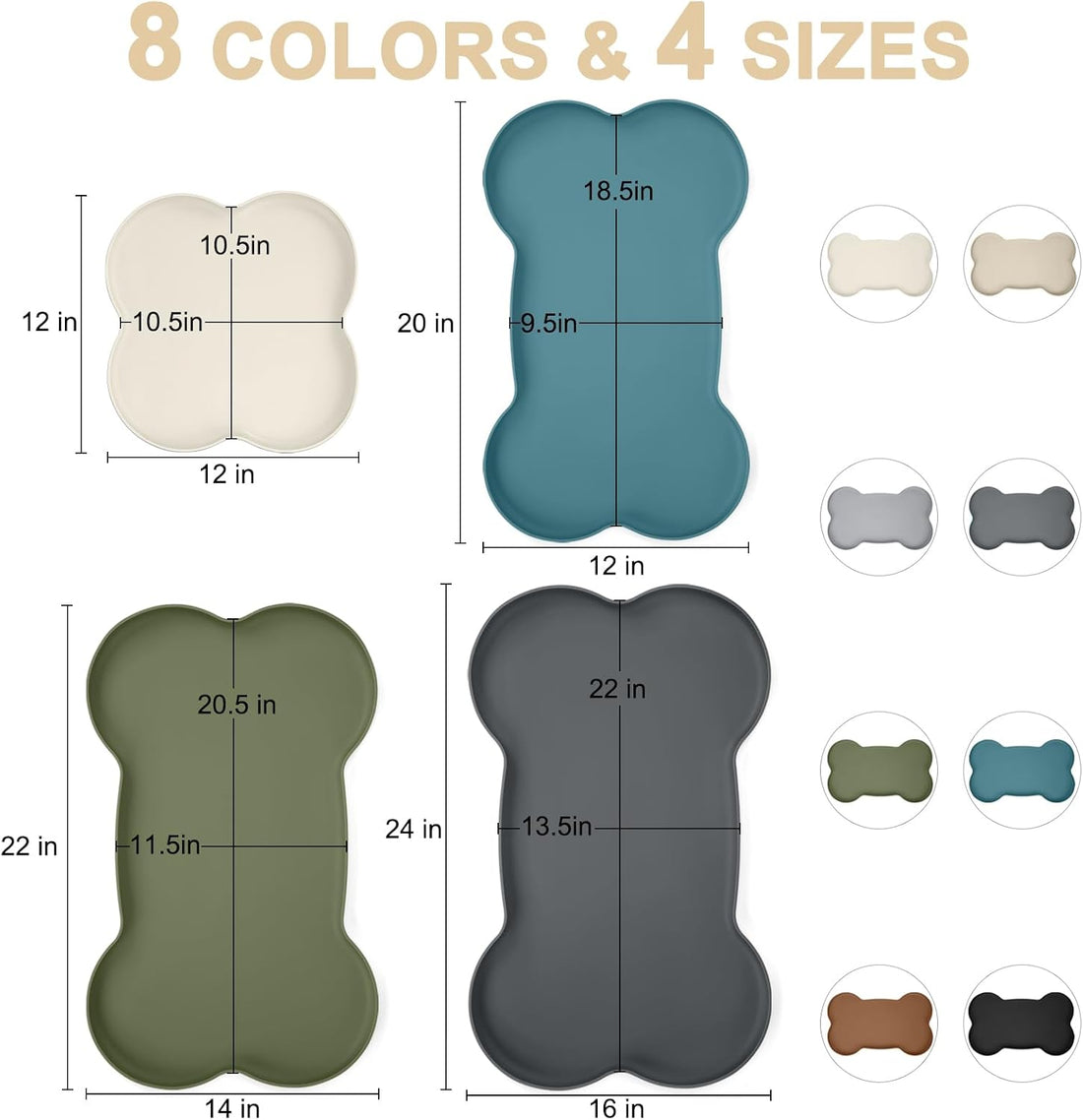 SMILOOL Waterproof Silicone Pet Food Mat with Raised Edge for Dog
