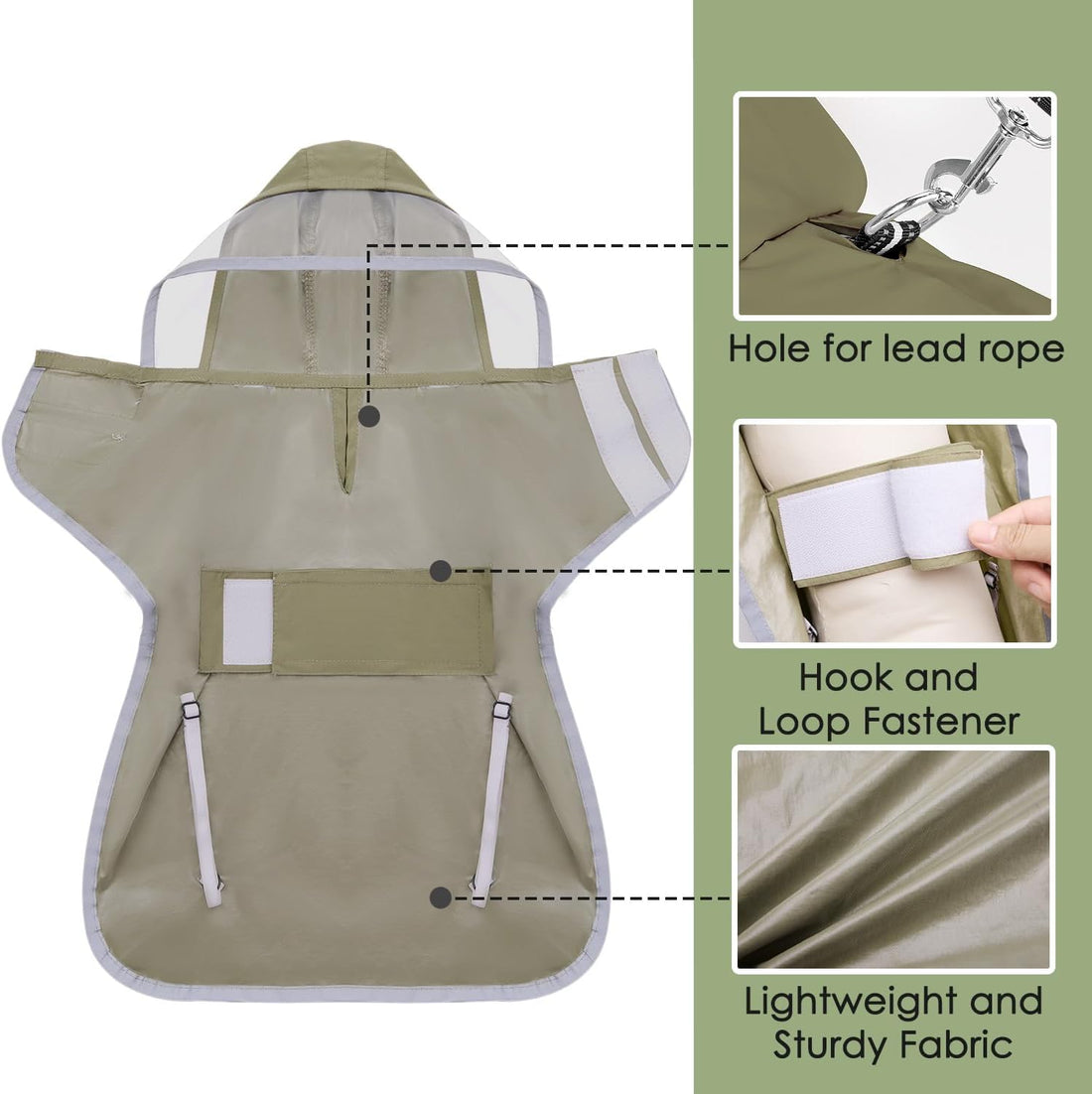 Lukovee Dog Raincoat, Ultra-Light Rain Jacket with Hood & Leash Hole