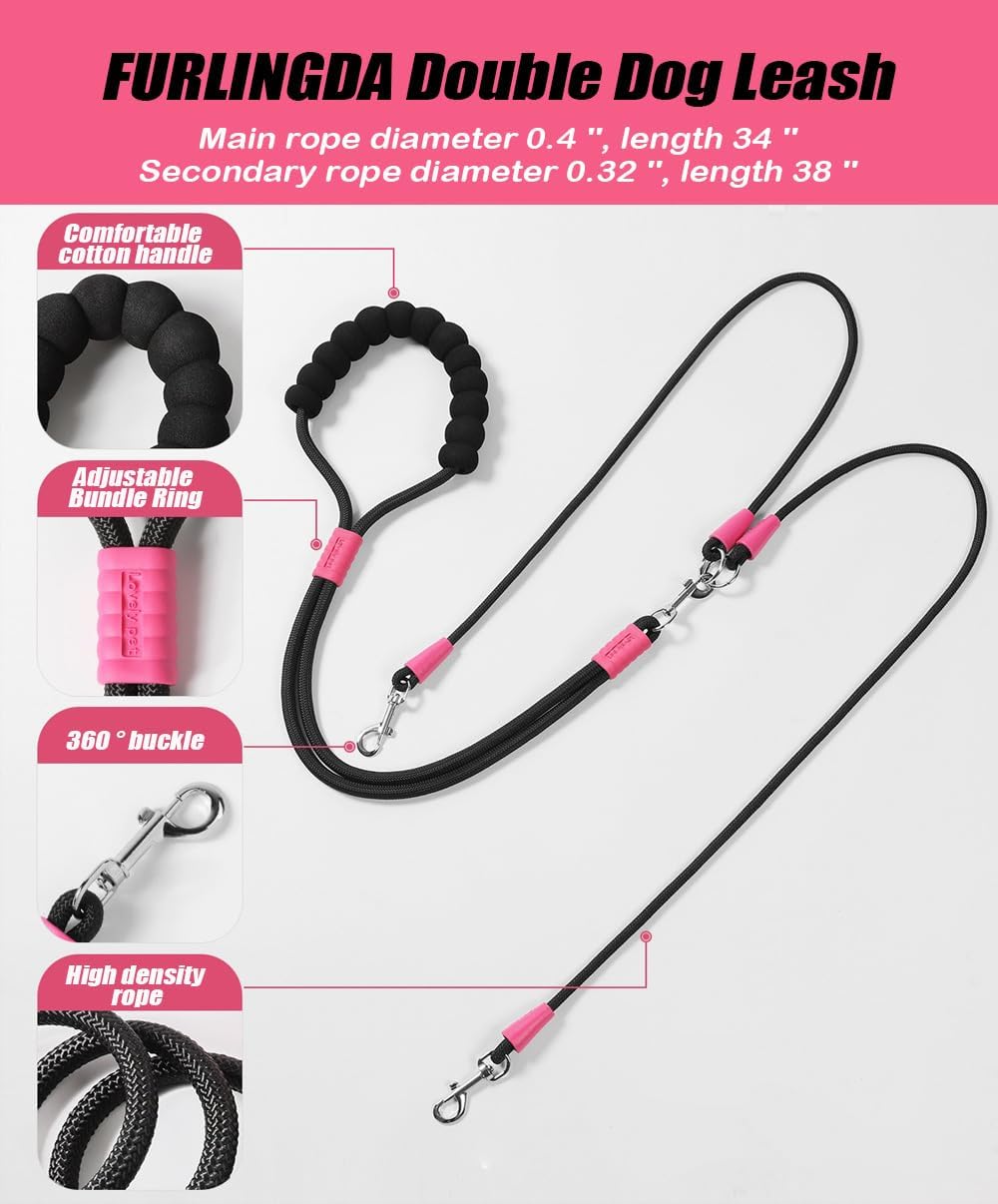 Hands Free Double Dog Leash for Two Dogs