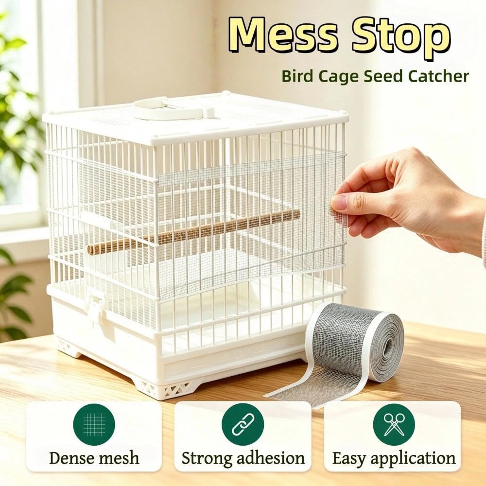 Bird Cage Seed Catcher, Breathable Cuttable Bird Cage Net Mesh