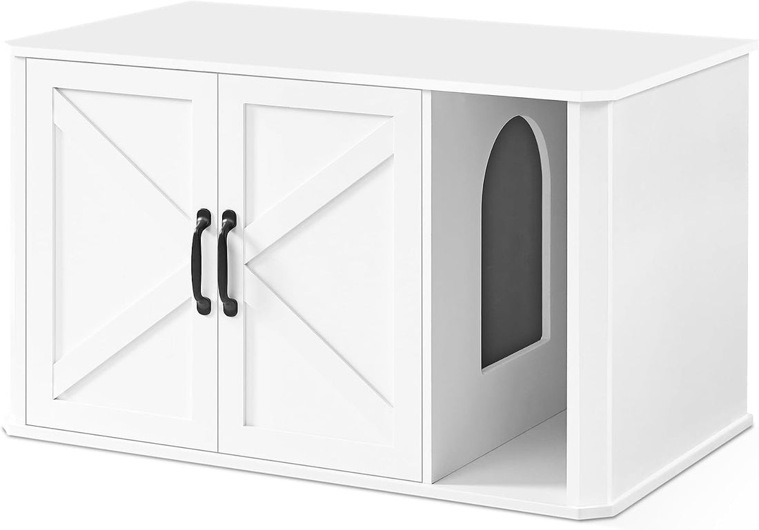 Feandrea Double Cat Litter Box Enclosure for 2 Cats, Front Entry
