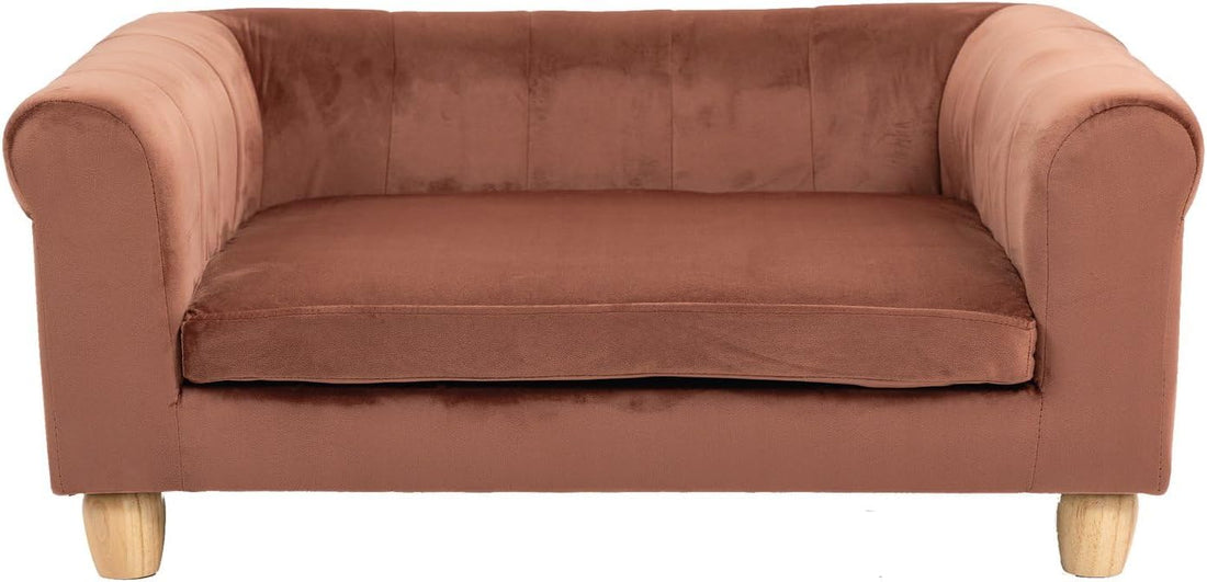 CRITTER SITTERS 42-in. Elegant Brown Faux-Velvet Rectangular Dog Sofa