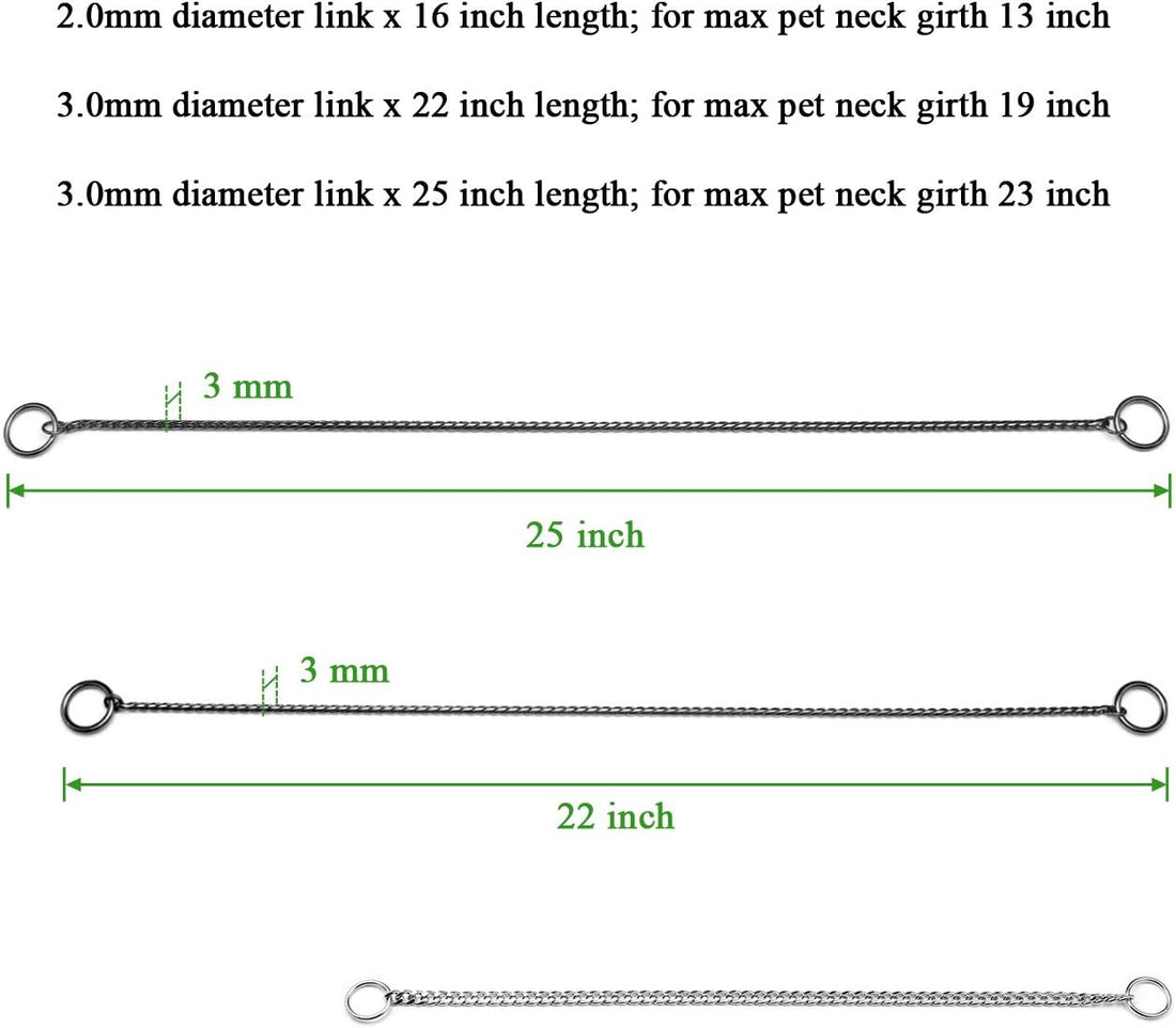 Stainless Steel Dog Choke Chain Collar for Training Walking