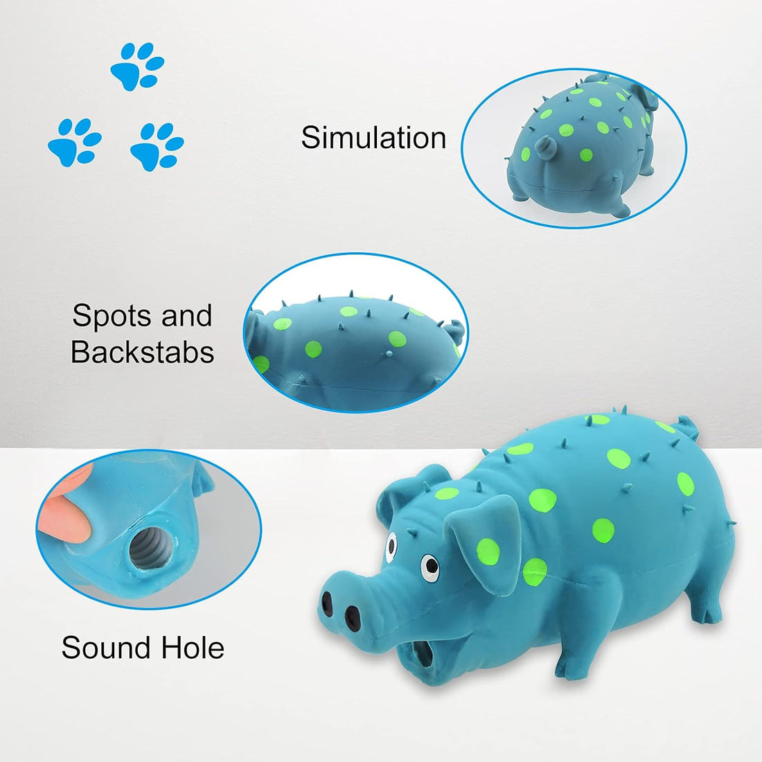 Andiker Dog Squeaky Toy, Dots Latex Dog Chew Toys with a Oinks Sound