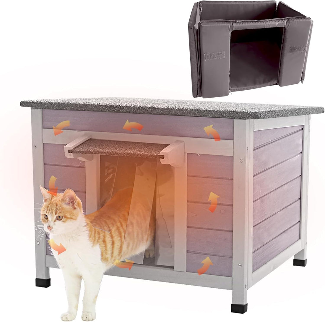 AIVITUVIN Cat House Outdoor Insulated Feral Kitty Shelter with Liner