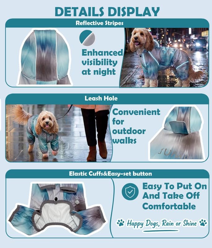 Dog Raincoat, Waterproof Full Coverage Softshell Jacket