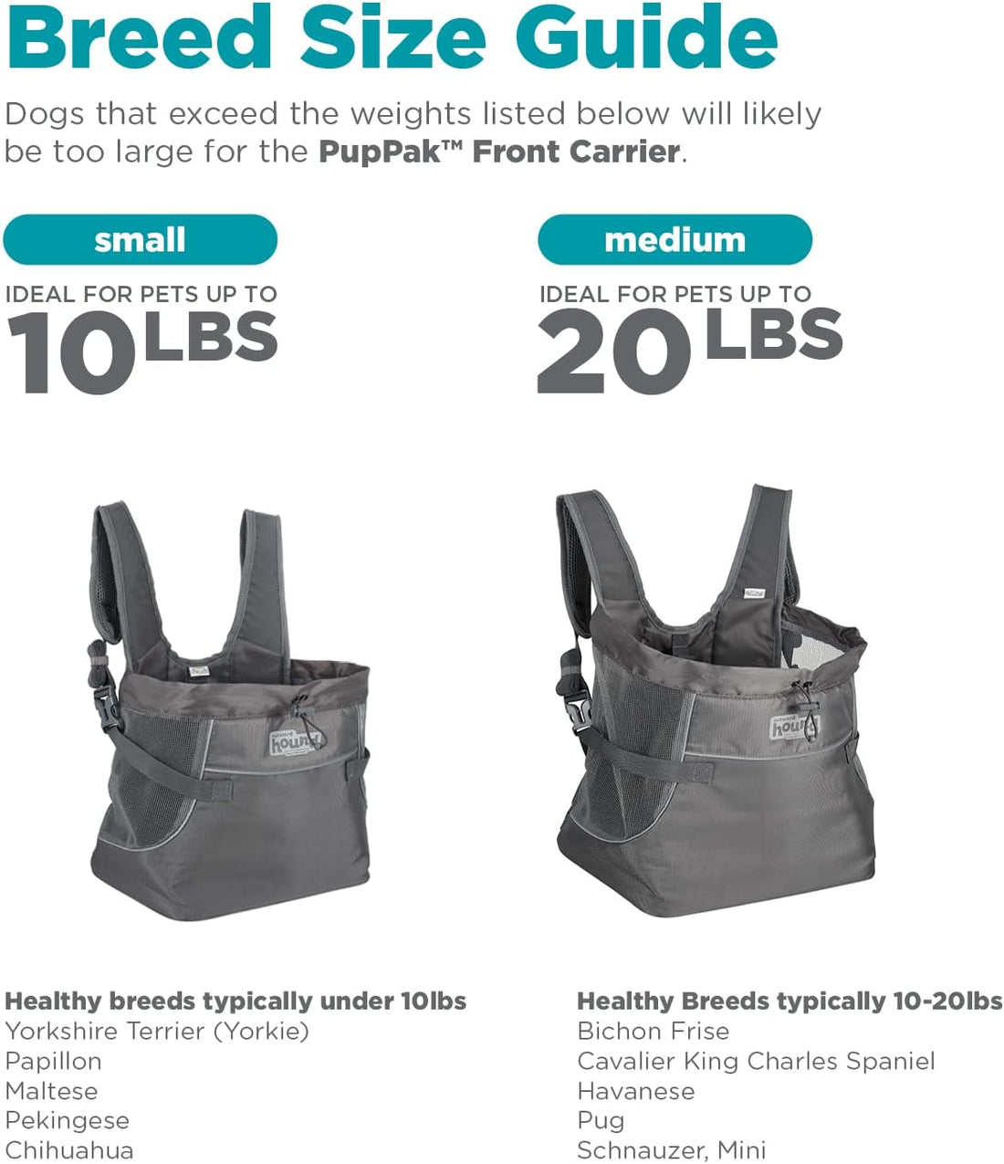 Outward Hound PupPak Dog Front Carrier, Grey, Medium, 12.5" x 9" x 14"