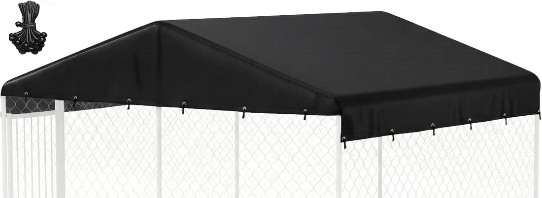 Outdoor Dog Kennel Cover 8'Dx4'Wx6'H Full Coverage Kennel Cover Large