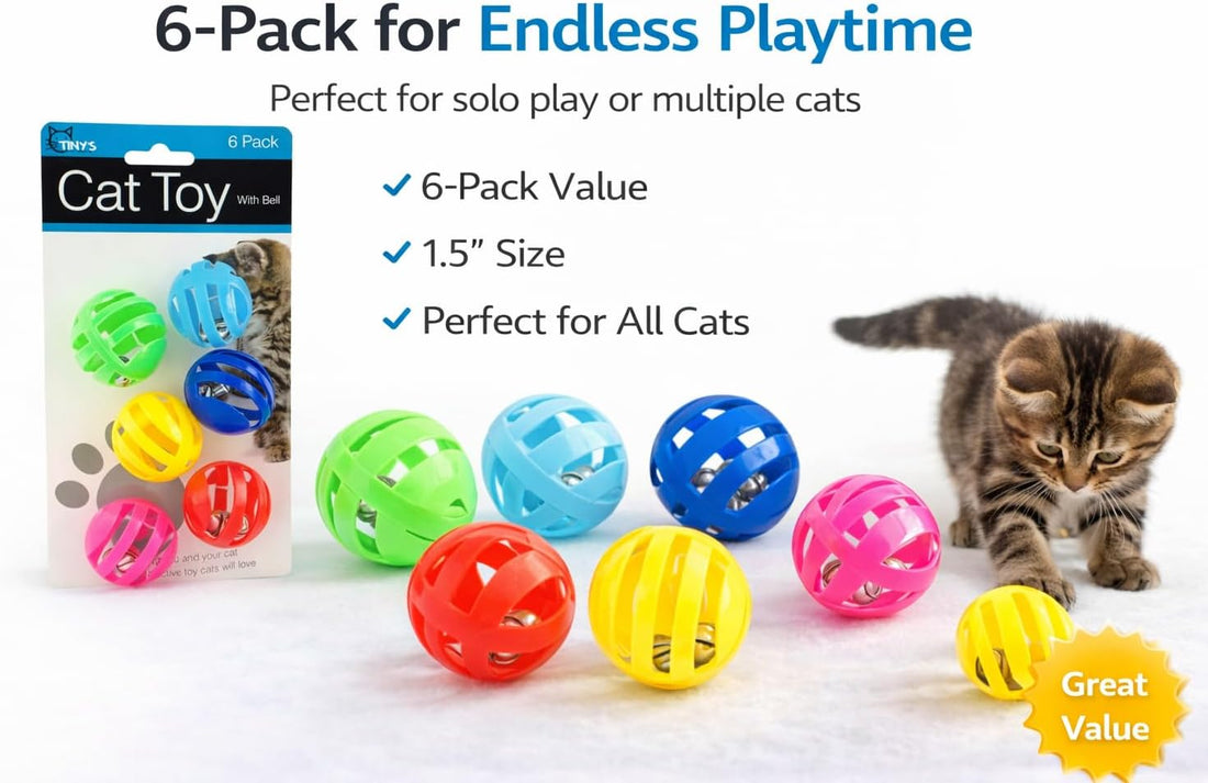 bulk buys Balls with Bells Cat Toys Set, Medium Breeds