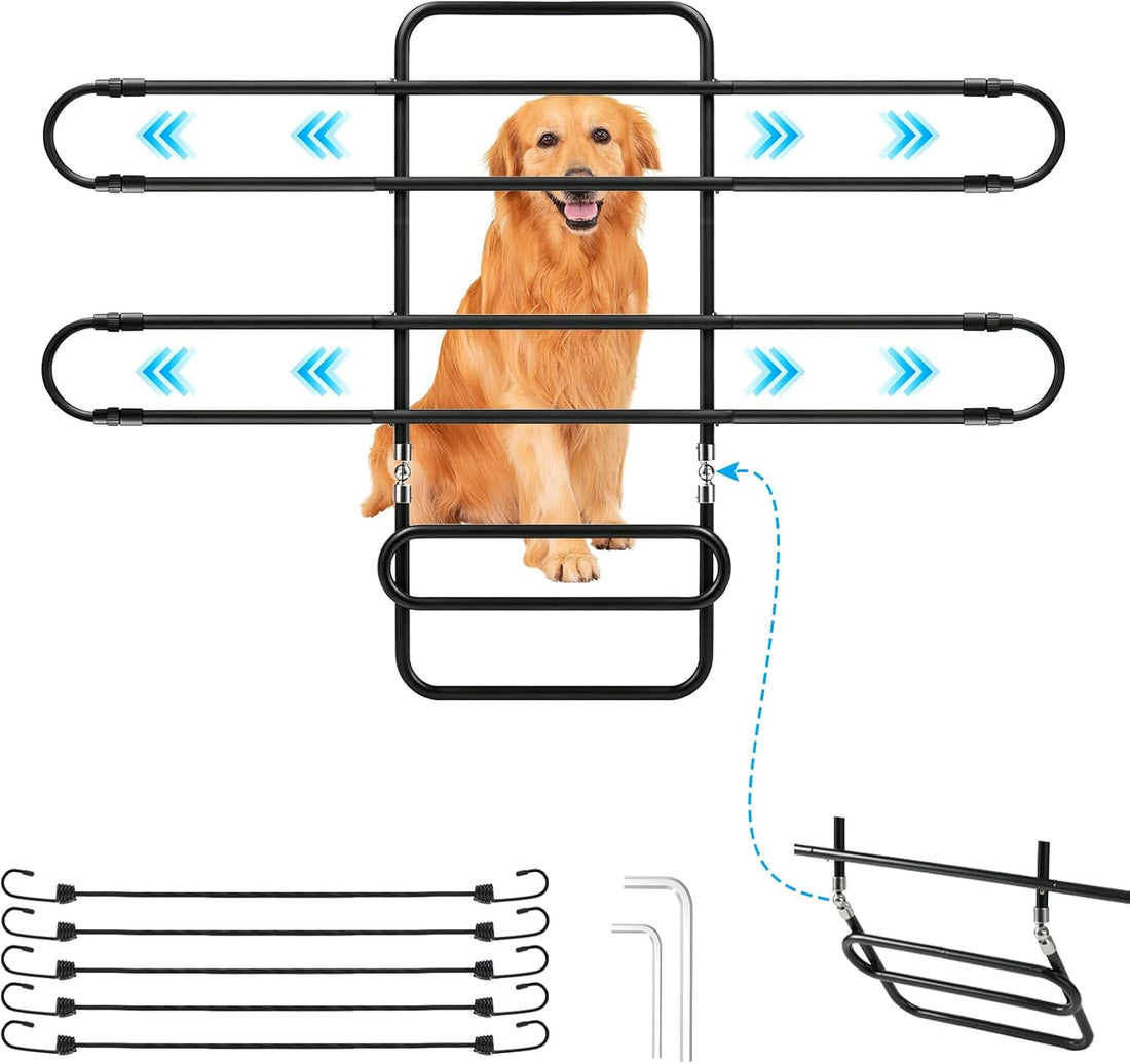 Dog Car Barrier,45"–63" Width Adjustable with 5 Hooks