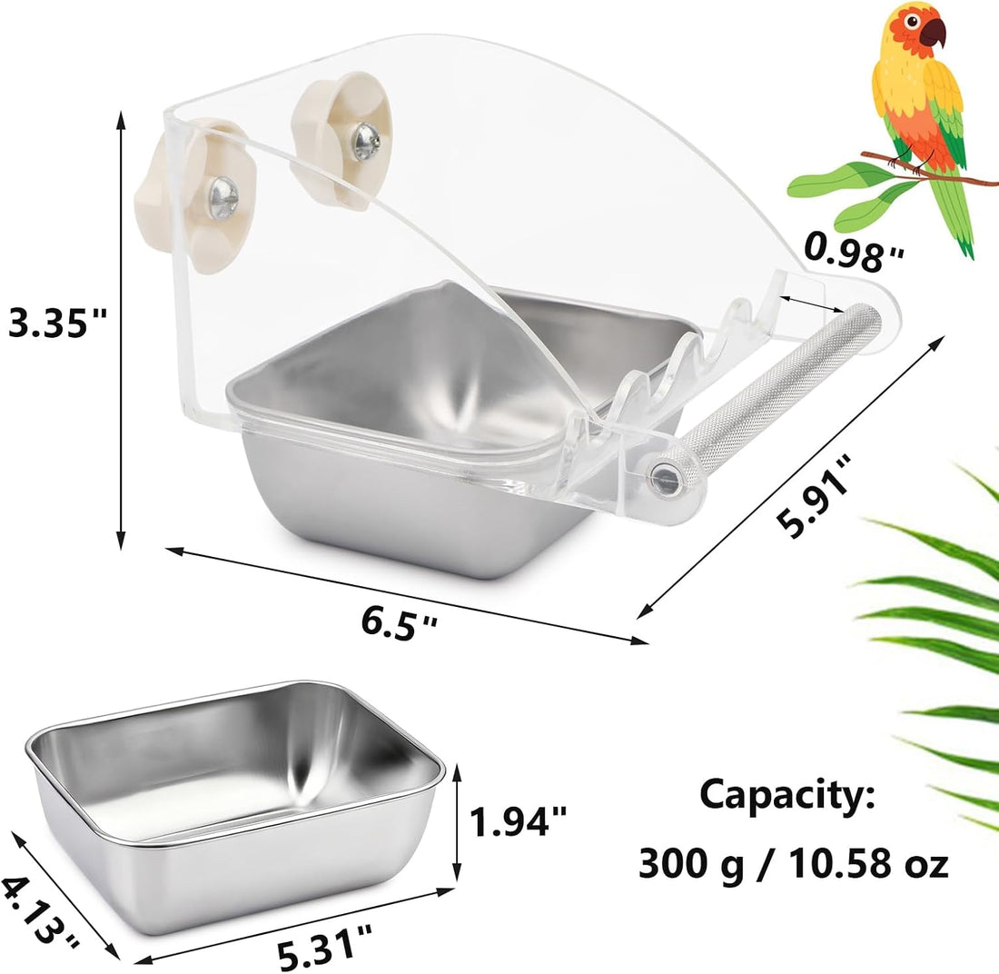 Hypeety Transparent Bird Feeder No Mess Parakeet Feeder for Cage