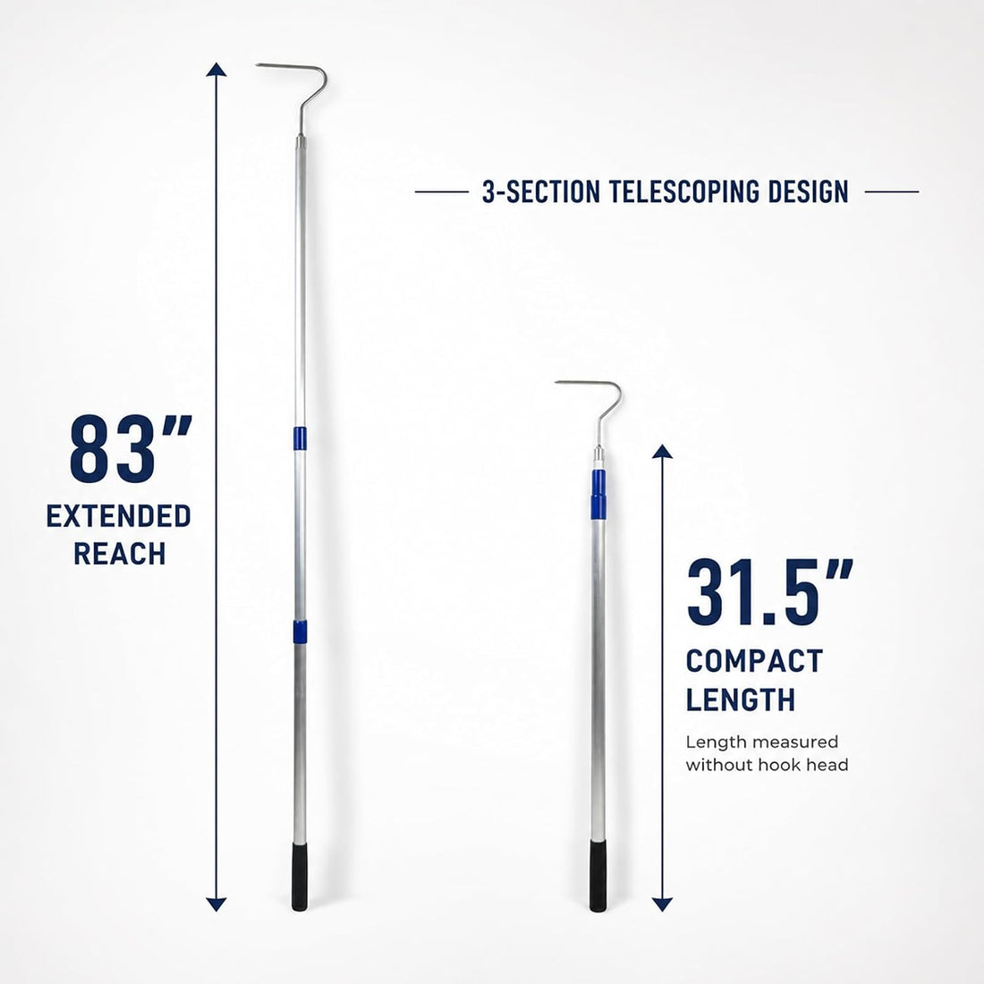 36-83 Inch Telescoping Snake Hook, Aluminum Reptile Handling Tool
