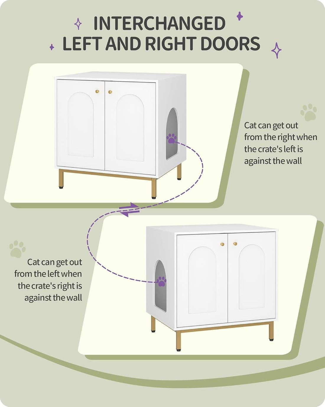 Hzuaneri Cat Litter Box Enclosure, Hidden Litter Box Furniture Cabinet