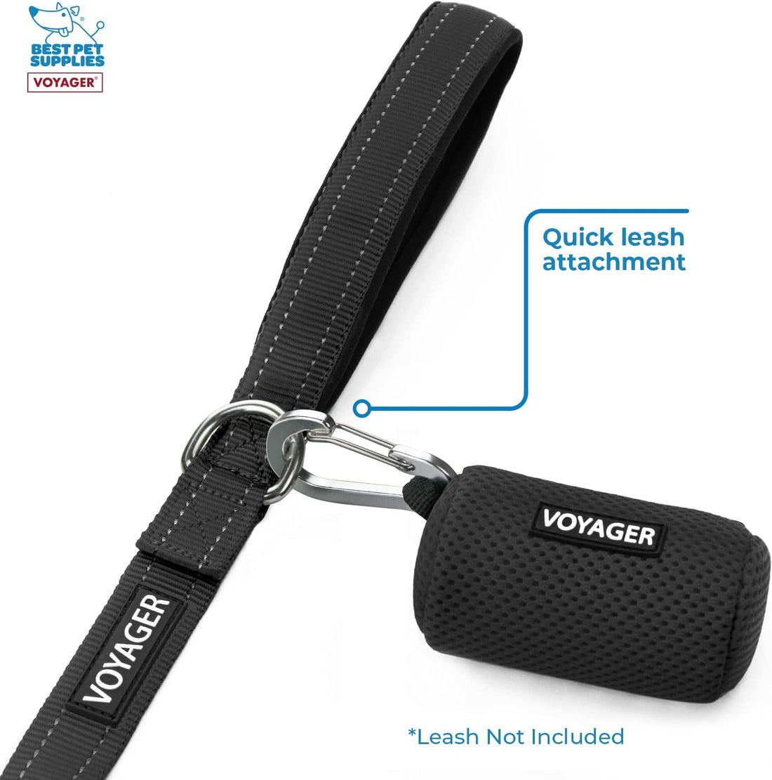 Best Pet Supplies Dog Poop Bag Holder Leash Attachment with Reusable