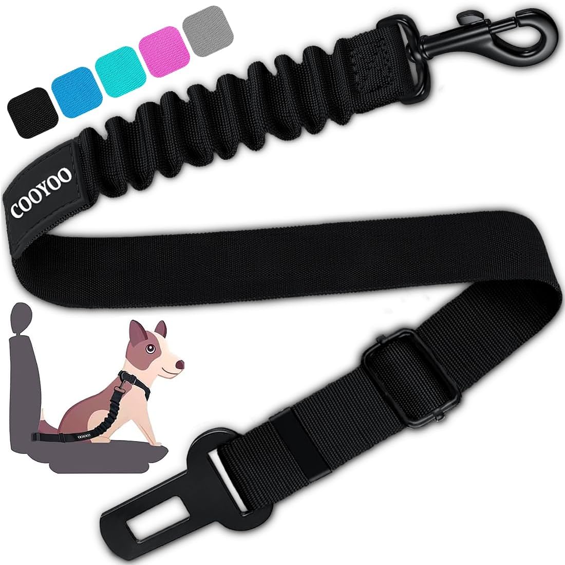 COOYOO Dog Seat Belt,3 Piece Set Retractable Dog Car Harness