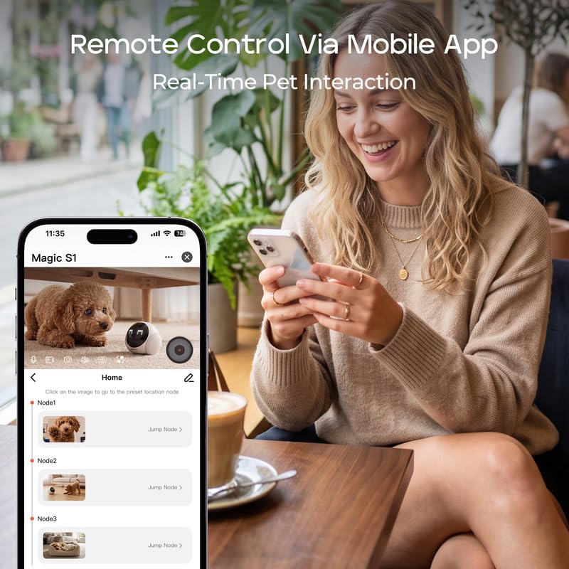 Mobile Pet Camera Robot, 1080P App-Controlled Home Camera for Dogs