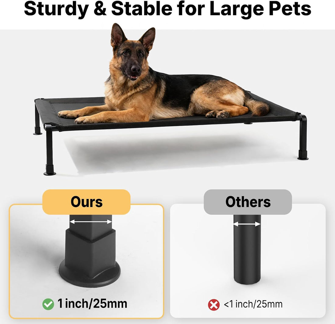 Veehoo Elevated Dog Bed Large Sized with Fluffy Plush Bolster Cushion