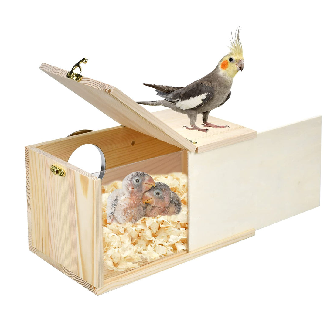 CooShou Parakeet Nesting Box Cockatiel Nesting Natural Pine Bird Nest