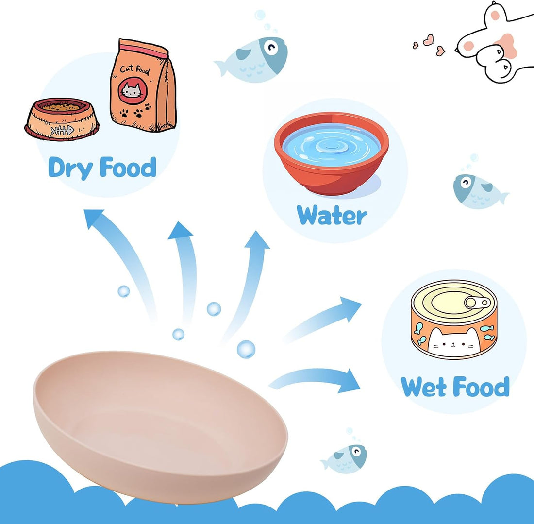 Cat Dishes Whisker Friendly, Shallow Wide Pet Food and Water Bowl