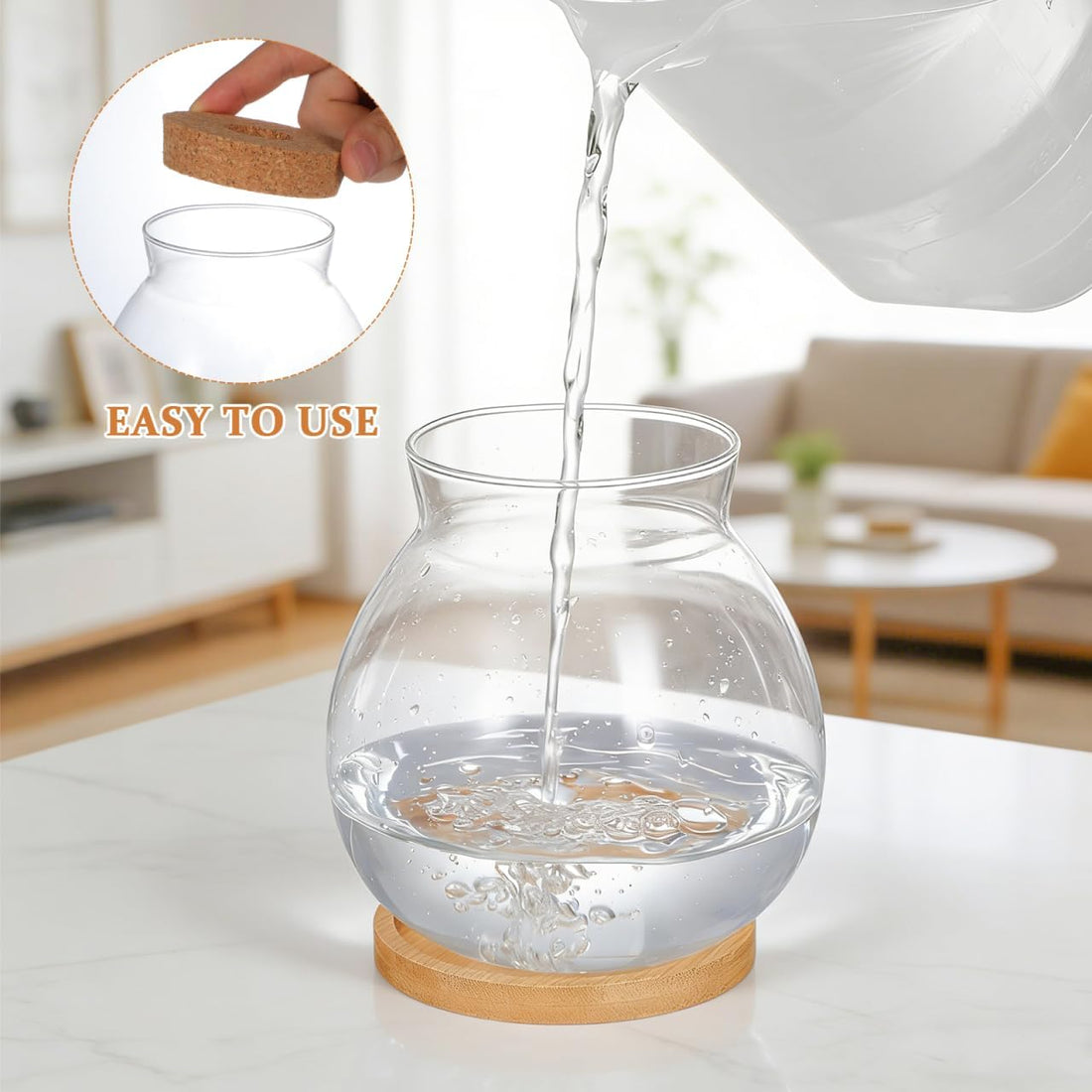 POPETPOP Desktop Glass Fish Bowl - Round Small Fish Tank