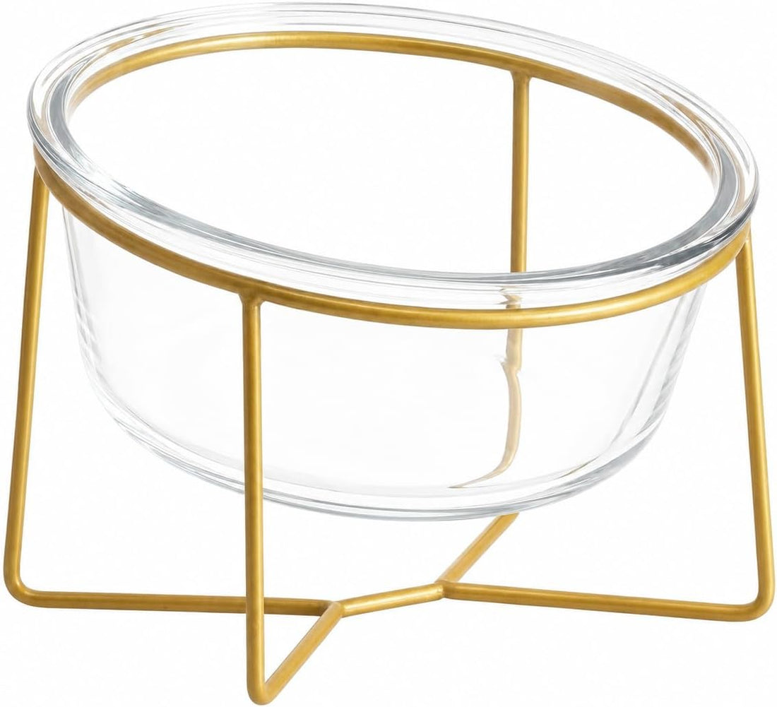 Large Glass Tilted Elevated Cat Dog Bowl Raised Cat Food Water Bowl