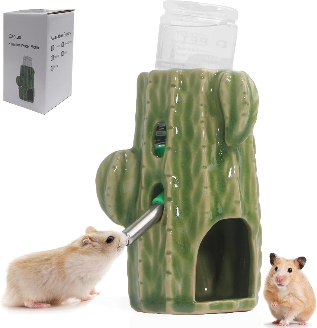 Adjustable No Drip Ceramic Hamster Water Bottle for Glass Tank