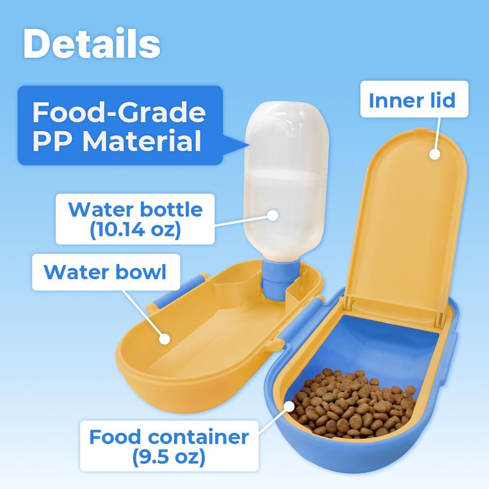 2-in-1 Dog Water Bottle & Food Container, Travel Bowl