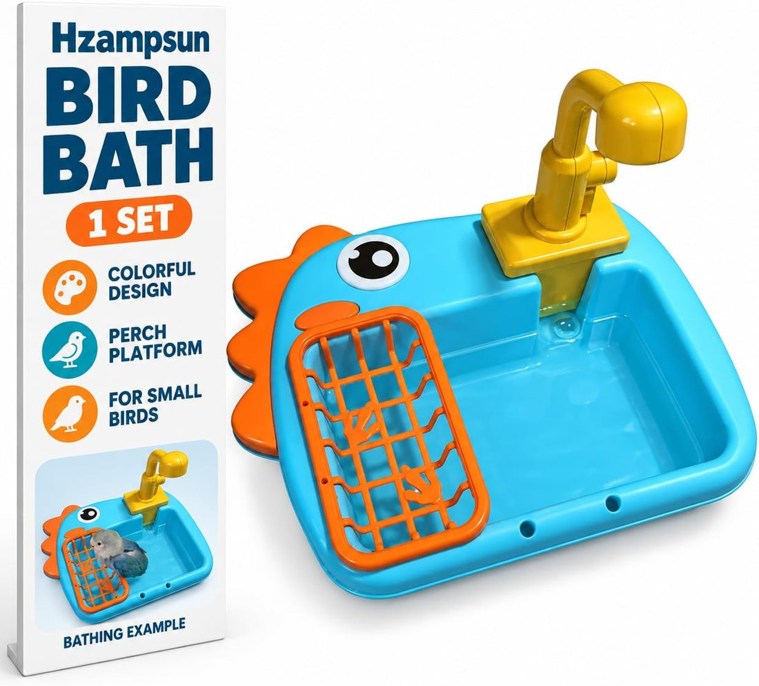 Hzampsun Automatic Bird Shower & Parrot Bath Fountain,Cage Mountable