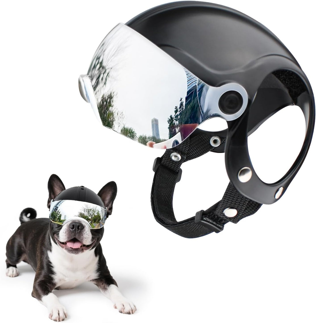 Dog Helmet for Small Breed Cool Pet Motorcycle Helmet with Drop-Down