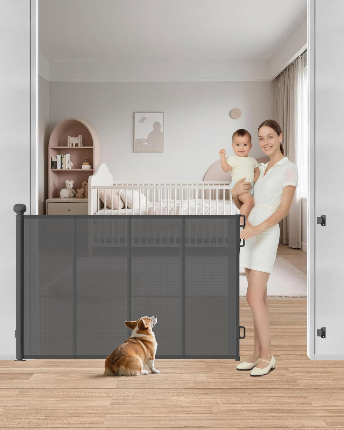 Retractable Baby Gate, Up to 55" Wide Reinforced Retractable Gate
