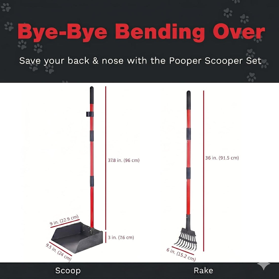 Metal Pooper Scooper for Dogs with Heavy Duty Long Handle Rake & XL