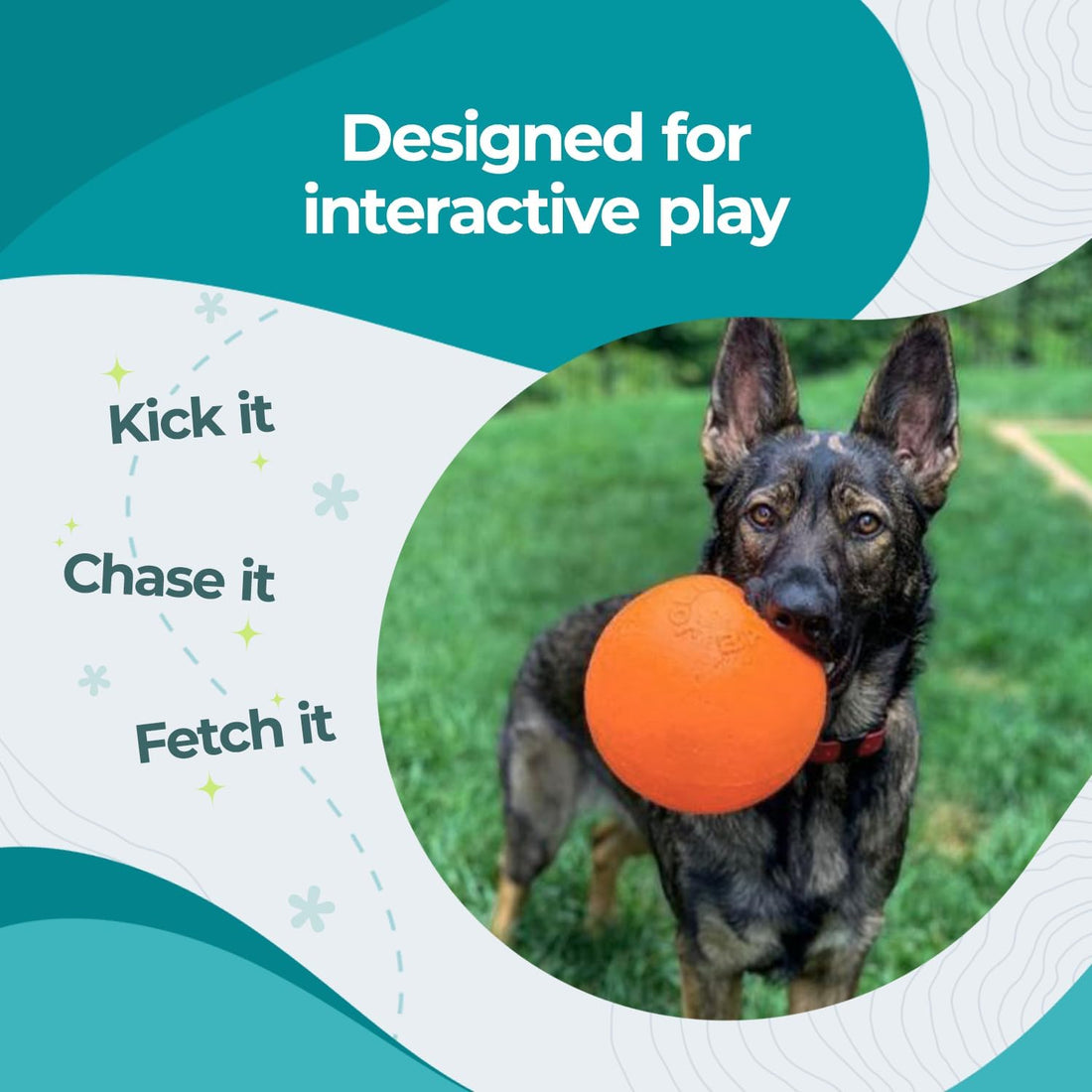 Jolly Pets Bounce-n-Play Dog Toy Ball, 8 Inches/Large, Orange,
