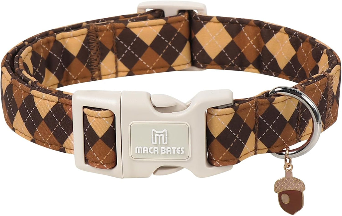 Maca Bates Fall Plaid Dog Collar,Pumpkin Charm,Small for Girl,BoyDogs