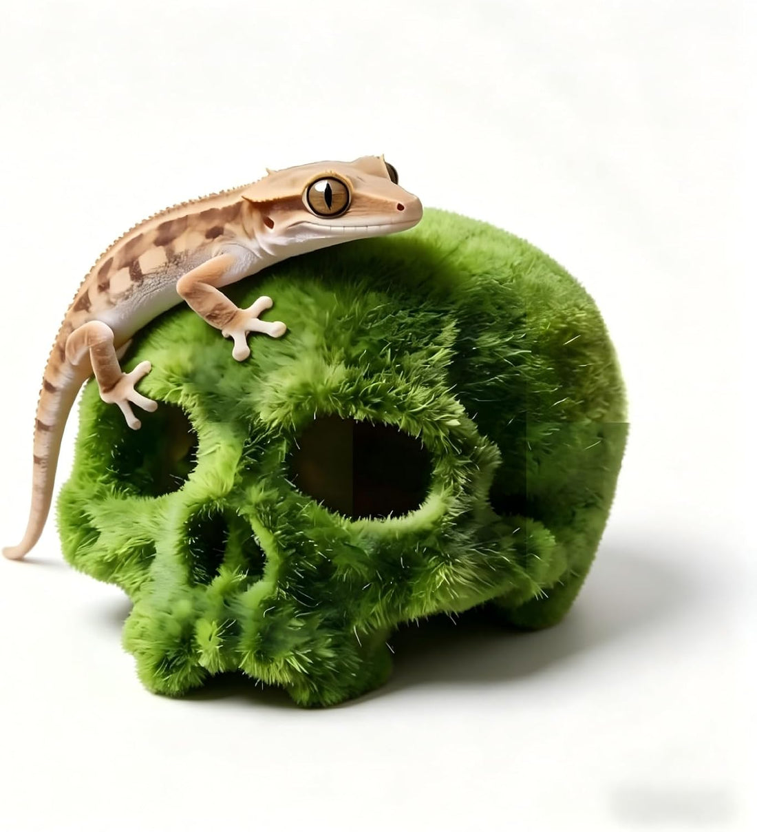 Mossy Skull Terrarium Ornament 4.5" Realistic Reptile Habitat Decor