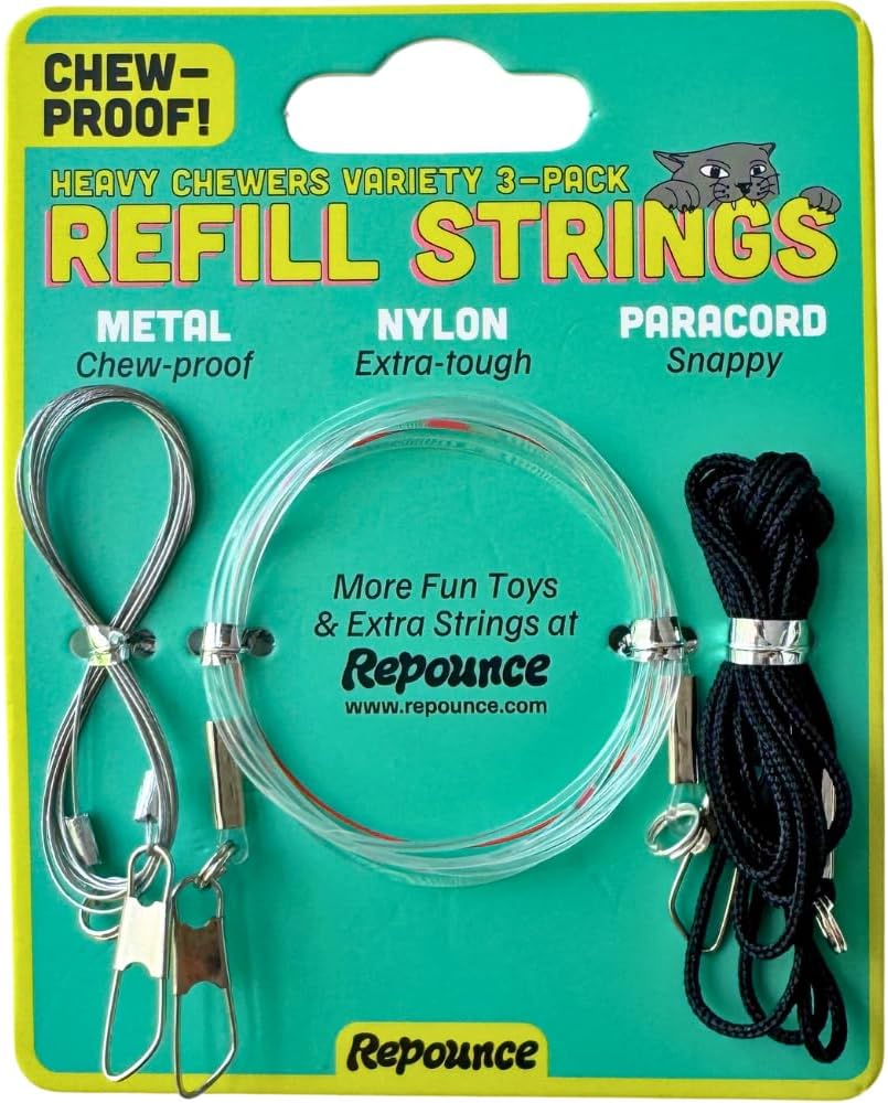 Cat Wand String Replacement 3-Pack, Chew Proof Metal Wire Toy