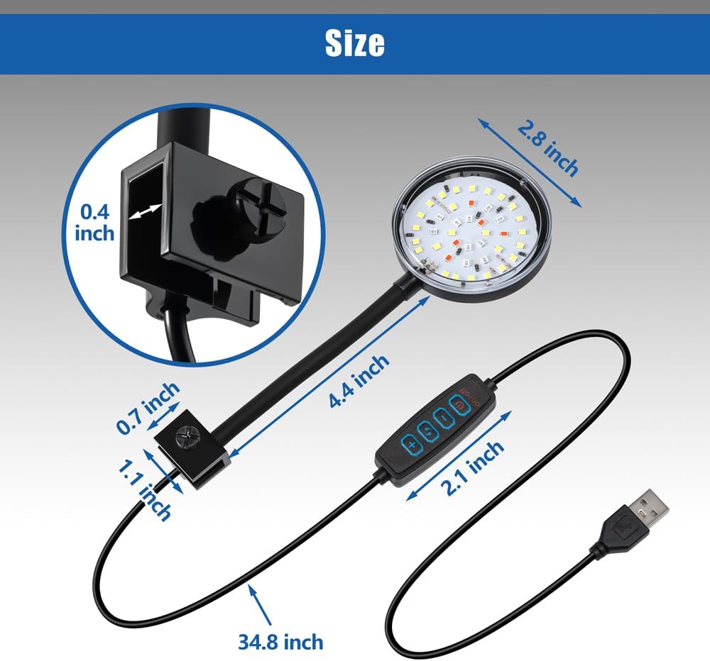 Clip On Aquarium Light 8W LED Fish Tank Light with Full Spectrum