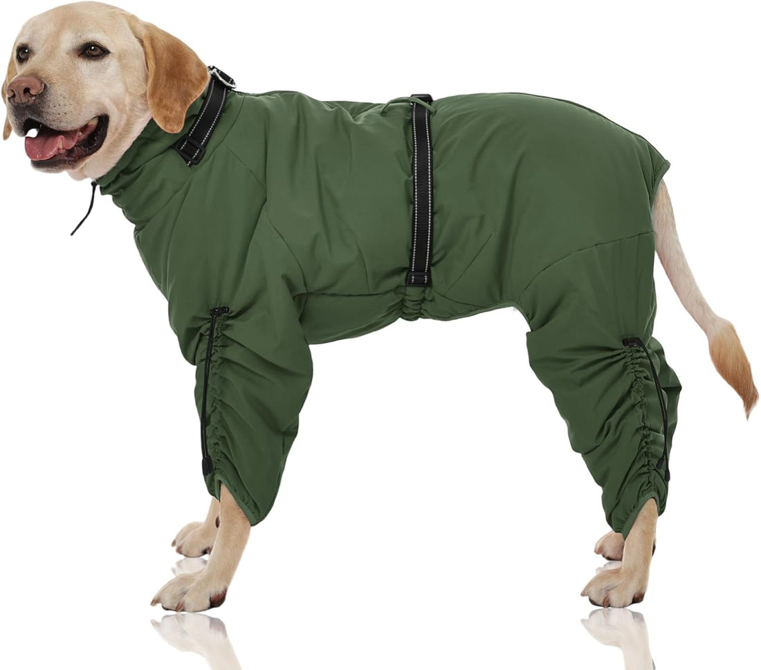FUAMEY Full Body Dog Coat,Warm Dog Fleece Jackets with Harness Built